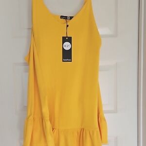 Boohoo Vibrant Yellow Ruffle Dress